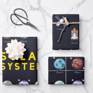 Planets Solar System Astronaut Graphic 3-Piece  Sheets