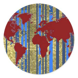 Planisphere-World Map Classic Round Sticker