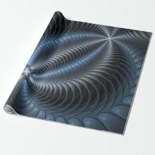 Plastic Blue Gray 3D Fractal Art Modern Abstract