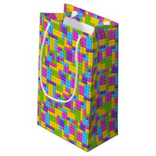 Plastic Construction Blocks Pattern Small Gift Bag