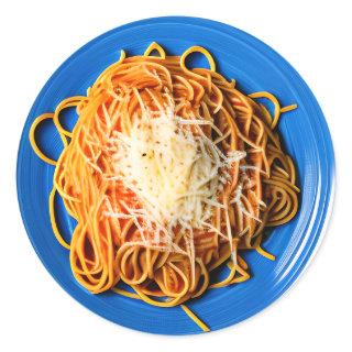 Plate of Spaghetti with Parmesan Cheese Classic Round Sticker