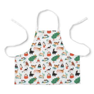 Playful Cats and Christmas Trees Pattern Apron