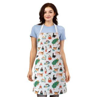 Playful Cats and Christmas Trees Pattern Apron