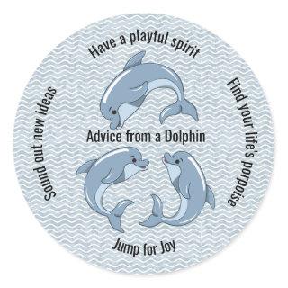 Playful Dolphins Design Classic Round Sticker