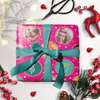 Playful Family Photo Collage Christmas Hot Pink