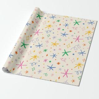 Playful stars and swirls colorful pattern