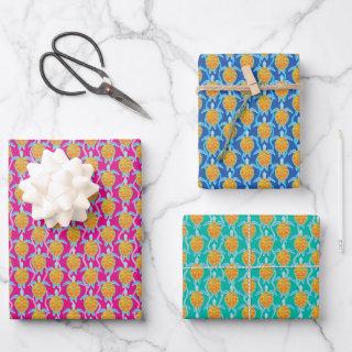 Playful Tropical Sea Turtle Pink Blue and Green  Sheets