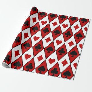 Playing Card Suits on Red and White