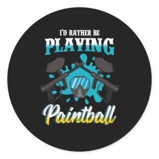Playing Paintball Color Balls Paintball Marker Gif Classic Round Sticker