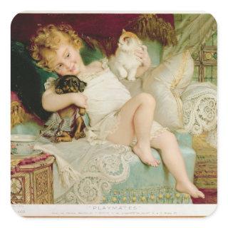 Playmates, from the Pears Annual, 1903 Square Sticker