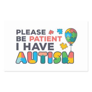 Please Be Patient I Have Autism Multicolor Puzzles Rectangular Sticker