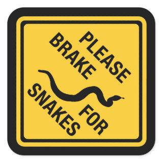 Please Brake For Snakes, Traffic Sign, Canada Square Sticker