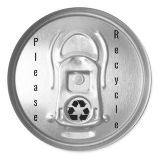 Please Recycle Soda Pop Beer Can Lid  Classic Round Sticker