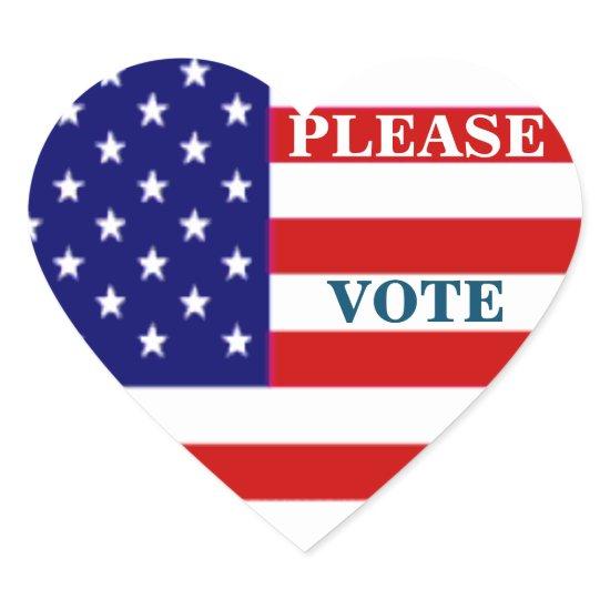 Please Vote American Flag Heart Beautiful Stickers