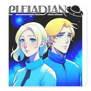 Pleiadian Alien Race and UFO Square Sticker