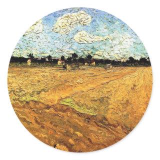 Ploughed Field (the Furrows) by Vincent van Gogh Classic Round Sticker