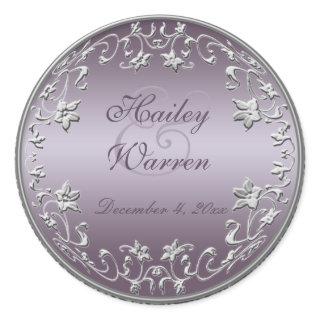 Plum and Pewter 1.5" Diameter Round Sticker