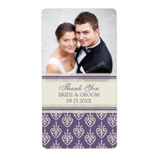 Plum Cream Pattern Photo Wedding Labels