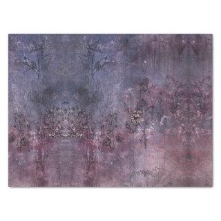 PLUM PATINA WALL WITH GRUNGE FLOWERS TISSUE PAPER