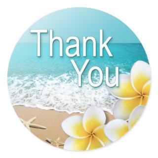 Plumeria Starfish Hawaii Beach Thank You Classic Round Sticker