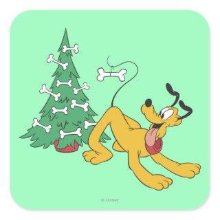 Pluto at Christmas Square Sticker