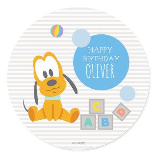 Pluto | First Birthday Classic Round Sticker