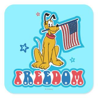 Pluto | Freedom with Flag Square Sticker