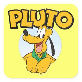 Pluto | Pup with Name Square Sticker