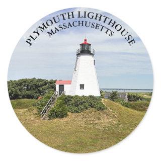 Plymouth Lighthouse, Massachusetts Round Stickers