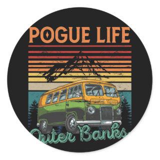 Pogue Life Outer Banks Vintage Hippie Camping Classic Round Sticker
