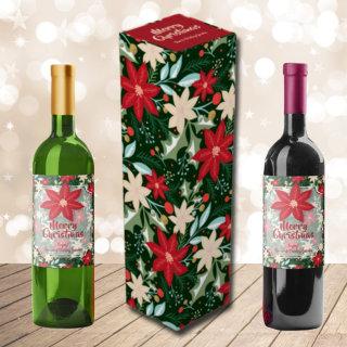 Poinsettia Floral Holiday Christmas Wine Box