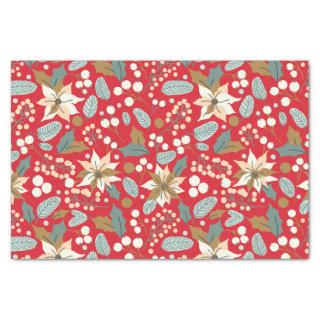 Poinsettia red background winter holiday wrapping  tissue paper