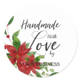 Poinsettias and Quote for Crafts Articles Handmade Classic Round Sticker