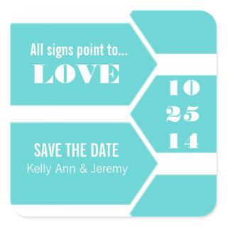 Pointing Towards Love Save the Date Stickers