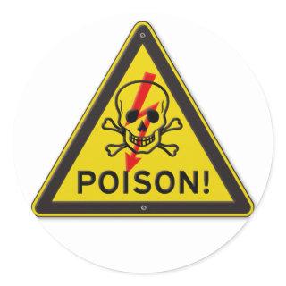 Poison Warning Sign Skull & Crossbones Classic Round Sticker