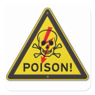 Poison Warning Sign Skull & Crossbones Square Sticker
