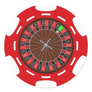 POKER CHIP WITH ROULETTE WHEEL CLASSIC ROUND STICKER