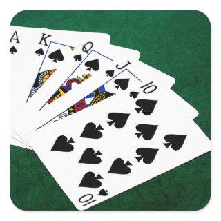 Poker Hands - Royal Flush - Spades Suit Square Sticker