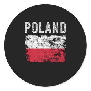 Poland Flag Distressed - Polish Flag Classic Round Sticker