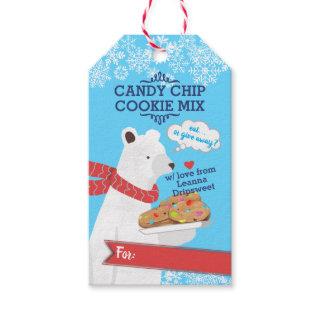 Polar bear chocolate chip cookie mix in a jar gift gift tags