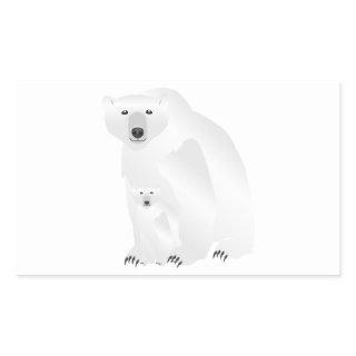 Polar Bear Mom and Cub Rectangular Sticker