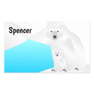 Polar Bear Mom and Cub Rectangular Sticker