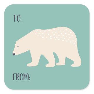 Polar Bear To From Package Christmas Package Square Sticker