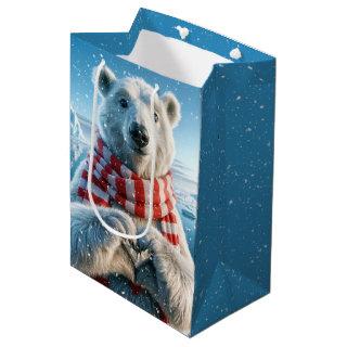 Polar Bear With Heart Paws Medium Gift Bag