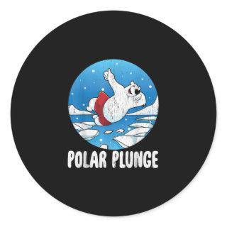 Polar Plunge Ice Jump Polar Bear Winter Swim Classic Round Sticker