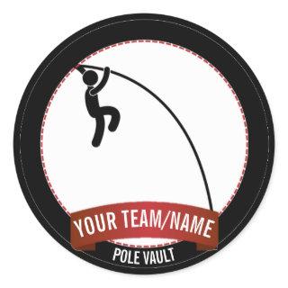 Pole Vault black white and red Personalized Classic Round Sticker