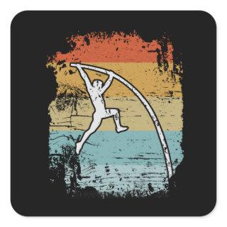Pole Vault Pole Vaulting Retro Square Sticker