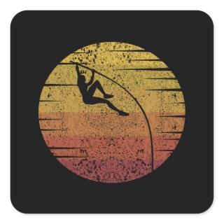 Pole Vaulting Retro Square Sticker