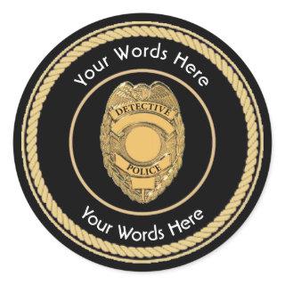 Police Detective Badge Universal Classic Round Sticker