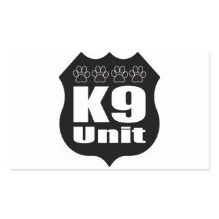 Police K9 Unit Black Badge Dog Paws Rectangular Sticker